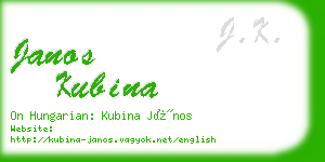 janos kubina business card